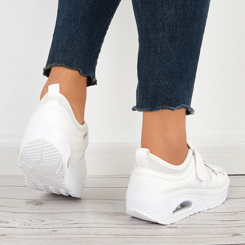 Susiecloths Mesh Air Cushion Sneakers Velcro Platform Walking Shoes