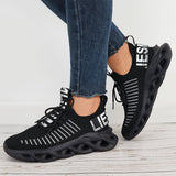 Women Knit Sneakers Lace Up Soft Sole Running Sports Shoes