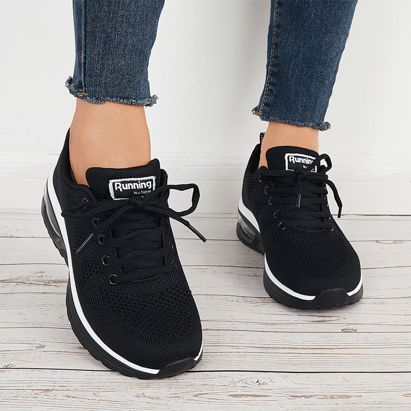 Susiecloths Lace Up Knit Tennis Running Shoes Air Cushion Sneakers