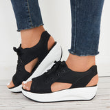 Susiecloths Open Toe Cutout Sports Sandals Slingback Platform Walking Shoes