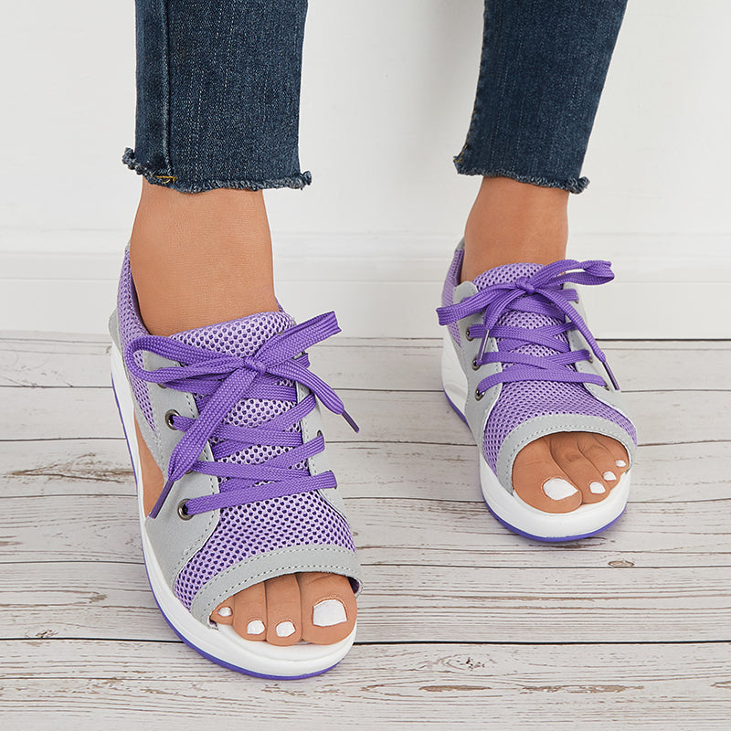 Susiecloths Open Toe Cutout Sports Sandals Slingback Platform Walking Shoes