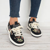 Susiecloths Embroidery Lace Up Sneakers Casual Low Top Walking Shoes