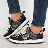 Susiecloths Embroidery Lace Up Sneakers Casual Low Top Walking Shoes