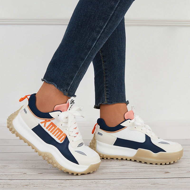 Women Platform Chunky Sneakers Thick Bottom Casual Shoes