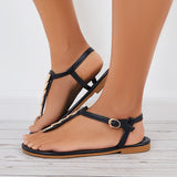 Susiecloths Women T-Strap Flat Sandals Ankle Strap Flip Flops Sandals