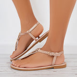 Susiecloths Women T-Strap Flat Sandals Ankle Strap Flip Flops Sandals
