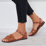 Susiecloths Brown Flat Sandals Open Toe Ankle Strap Sandals