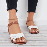 Susiecloths Women Open Toe Flat Sandals Criss Cross Buckle Strap Sandals