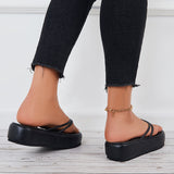 Susiecloths Platform Thong Slides Sandals Round Toe Flip Flop Slippers