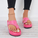 Susiecloths Toe Loop Thick Straps Slide Sandals Platform Toe Ring Slipers