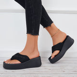 Susiecloths Soft Platform Wedge Slippers Thong Slides Flip Flop Sandals
