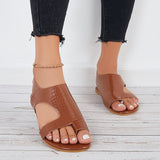 Susiecloths Elastic Strap Toe Ring Flats Cutout Toe Loop Band Slide Sandals