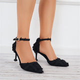 Susiecloths Women Ankle Strap Pumps Pointed Toe Stilettos High Heel Dress Shoes