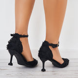 Susiecloths Women Ankle Strap Pumps Pointed Toe Stilettos High Heel Dress Shoes