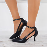 Susiecloths Cutout High Heels Strappy Stilettos Pointed Toe Ankle Strap Pumps