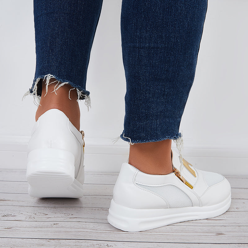 Susiecloths Platform Heel Loafers Lightweight Flats Slip on Walking Shoes