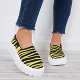 Susiecloths Breathable Platform Sneakers Knit Low Top Loafer Walking Shoes