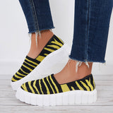 Susiecloths Breathable Platform Sneakers Knit Low Top Loafer Walking Shoes