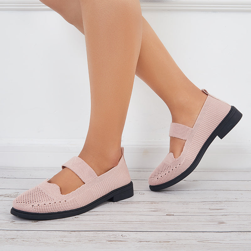 Susiecloths Knit Mary Jane Flats Breathable Loafers Walking Shoes