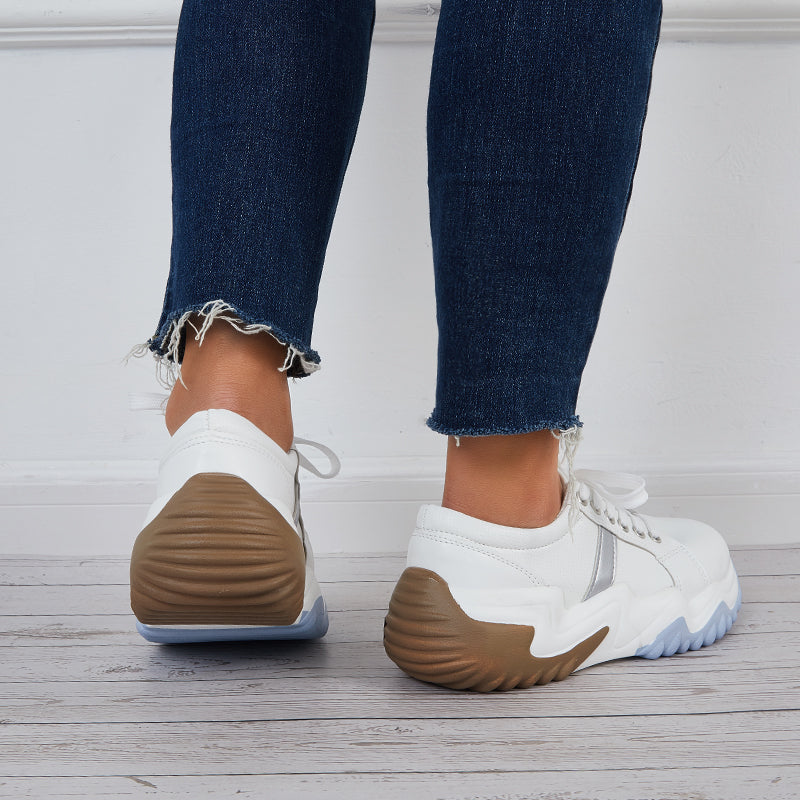 Susiecloths Women Platform Sneakers Lace Up Tennis Walking Shoes