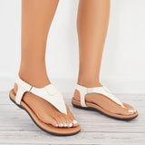 Susiecloths Summer T-Strap Thong Sandals Flat Flip Flops Ankle Strap Sandals