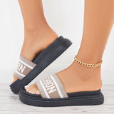 Susiecloths Platform Slide Sandals Open Round Toe Flat Slippers