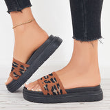 Susiecloths Women Platform Slide Sandals Knit Print Thick Sole Slides