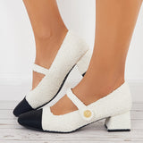 Susiecloths Buckle Strap Mary Jane Pumps Chunky Block Heel Dress Shoes