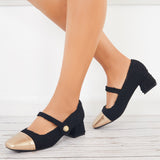 Susiecloths Buckle Strap Mary Jane Pumps Chunky Block Heel Dress Shoes