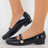 Susiecloths Vintage Low Heel Mary Jane Pumps Buckle Closed Toe Dress Shoes