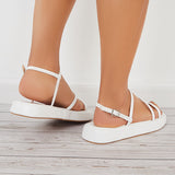 Susiecloths Open Toe Platform Sandals Buckle Ankle Strap Summer Shoes