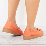 Susiecloths Retro Round Toe Penny Loafers Platform Flats Walking Shoes