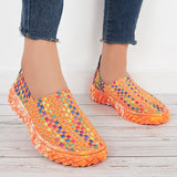 Susiecloths Casual Knit Platform Flats Loafers Sneakers Soft Walking Shoes