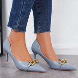 Susiecloths Pointed Toe Kitten Heel Pumps Chain Decor Slip on Dress Shoes