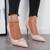 Susiecloths Pointed Toe Heeled Pumps Bowknot Stilettos Dressy Wedding Shoes