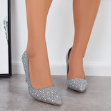 Susiecloths Rhinestone High Heel Pumps Pointed Toe Stilettos Party Shoes