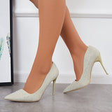 Susiecloths Rhinestone High Heel Pumps Pointed Toe Stilettos Party Shoes