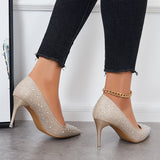 Susiecloths Rhinestone Stilettos High Heel Pumps Pointed Toe Party Shoes