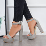 Susiecloths Open Toe Platform Chunky High Heels Ankle Strap Sandals