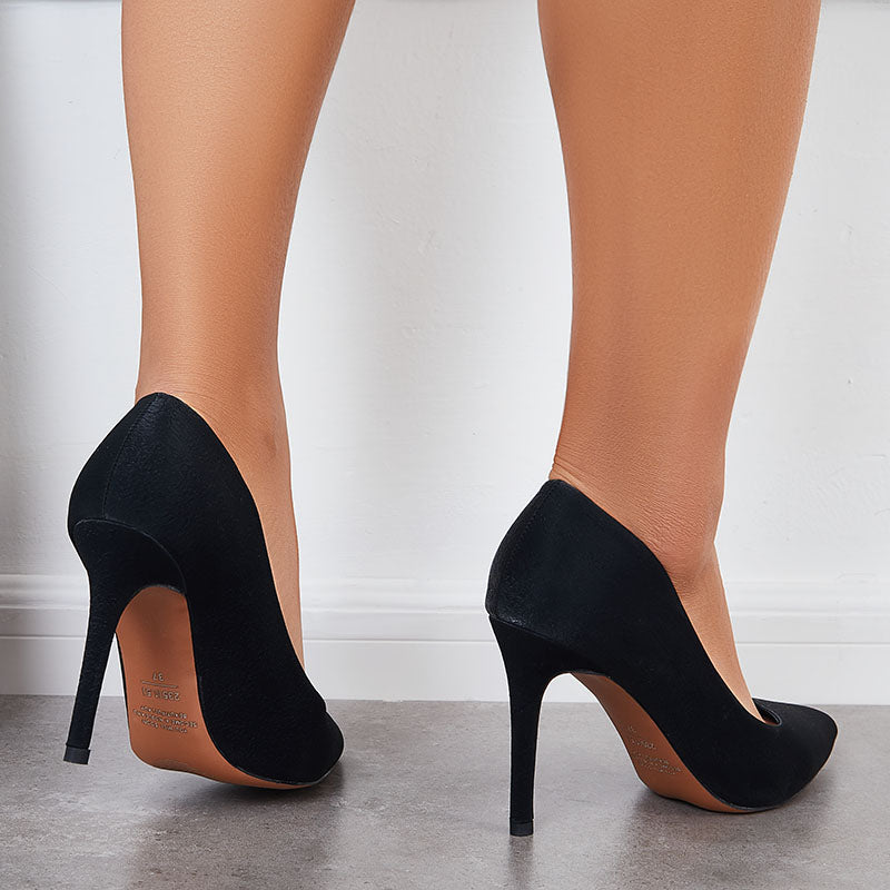 Susiecloths Women Stiletto High Heels Solid Pointed Toe Slip on Pumps