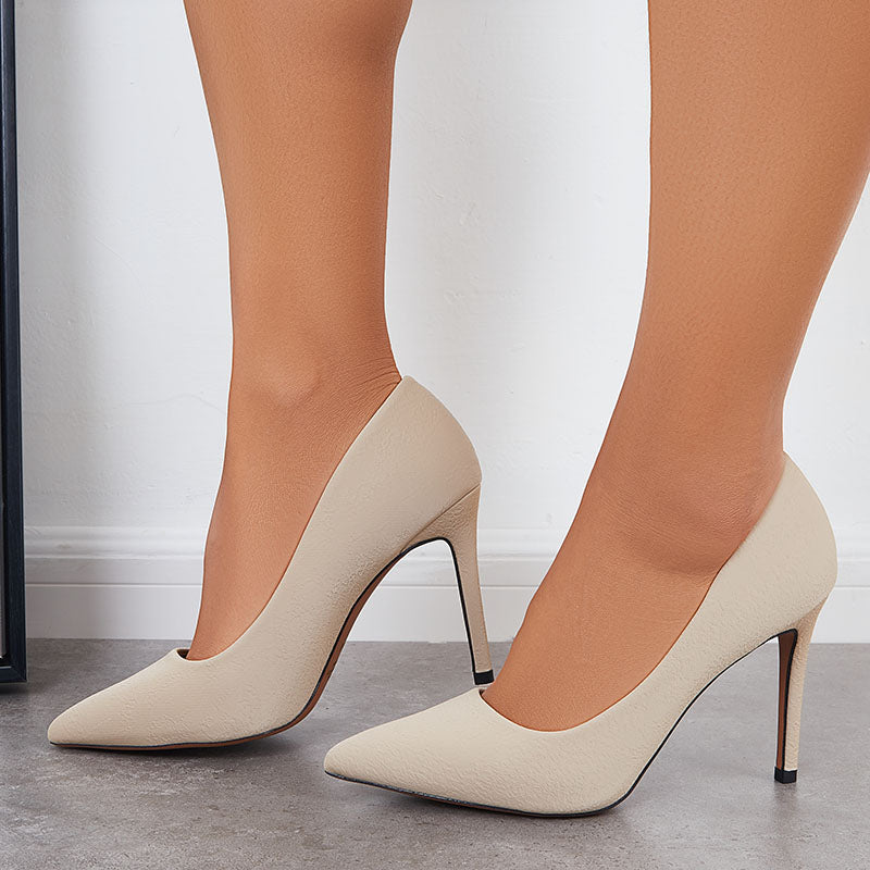 Susiecloths Women Stiletto High Heels Solid Pointed Toe Slip on Pumps