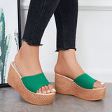 Susiecloths Platform Espadrille Sandals Open Toe Slip on Wedge Heel Shoes