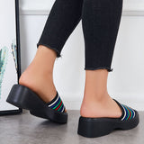 Susiecloths Platform Wedge SIide Sandals Open Toe Slip on Elastic Band Wedges