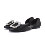Susiecloths Shiny Buckle Solid Color Ballet Flats Slip On Dress Shoes