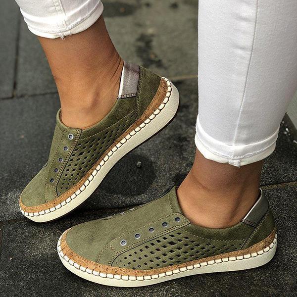 Susiecloths Women Casual Slip On Hollow-Out Sneakers
