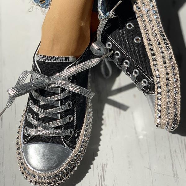 Susiecloths Leopard Rivet Embellished Lace-Up Sneakers