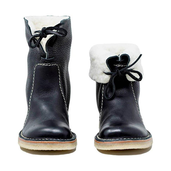 Susiecloths Women Winter Vintage Boots Warm Unisex Lace-up Shoes