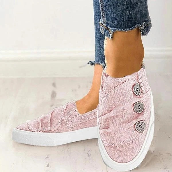 Susiecloths Women Casual Button Comfy Sneakers