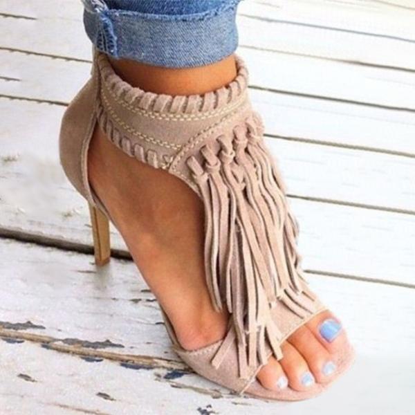 Susiecloths Fashion Open Toe Tassels Ankle Ladies Sandals