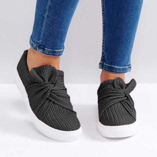 Susiecloths Women Knitted Twist Slip On Sneakers